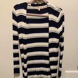 Striped mid length cardigan